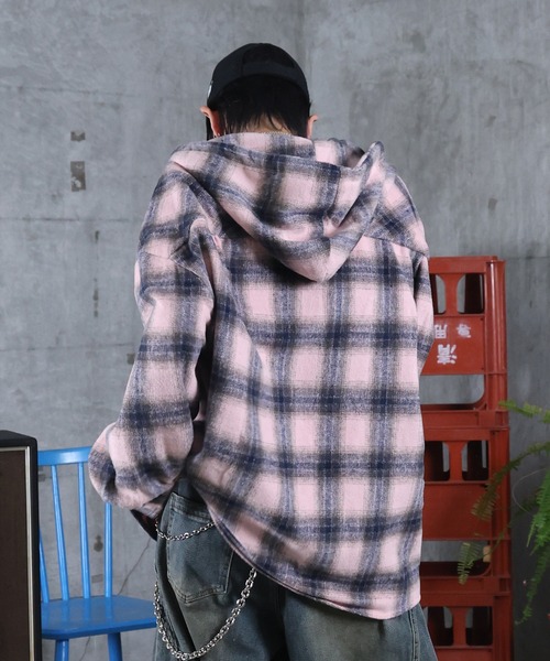 ILL'S（イルズ）の「AW オンブレチェックシャツ フーディ メンズ レディース ユニセックス 【ILL'S】（シャツ/ブラウス・メンズ・ブラック/ピンク/ホワイト・M/L）」の21枚目の写真