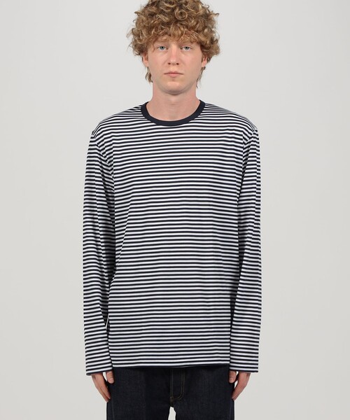 SUNSPEL（サンスペル）の「SUNSPEL MTSH0003ES コットンストライプ ロングスリーブ Tシャツ（Tシャツ/カットソー・メンズ・ブルー系その他・L/M/S）」の3枚目の写真