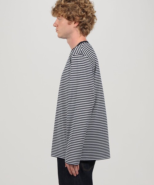 SUNSPEL（サンスペル）の「SUNSPEL MTSH0003ES コットンストライプ ロングスリーブ Tシャツ（Tシャツ/カットソー・メンズ・ブルー系その他・L/M/S）」の4枚目の写真