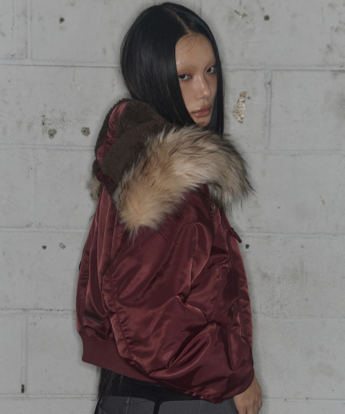 FANCY CLUB（ファンシークラブ）の「Eyelet Fur MA-1 (BURGUNDY) F25ZA003（MA-1・レディース・その他・ONE）」の5枚目の写真
