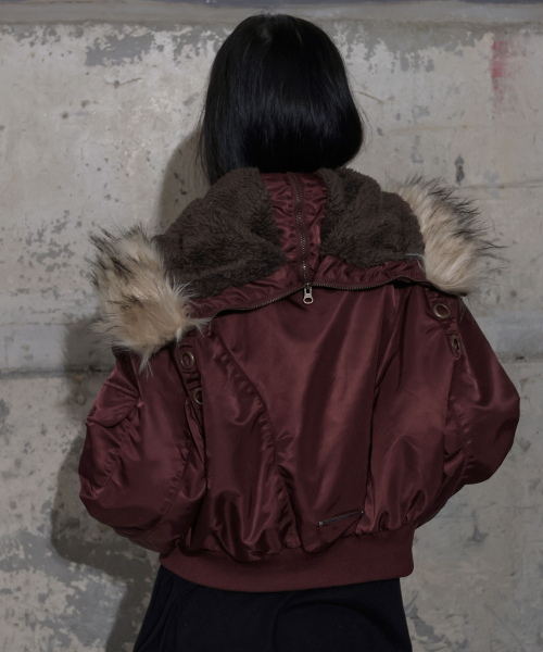 FANCY CLUB（ファンシークラブ）の「Eyelet Fur MA-1 (BURGUNDY) F25ZA003（MA-1・レディース・その他・ONE）」の6枚目の写真