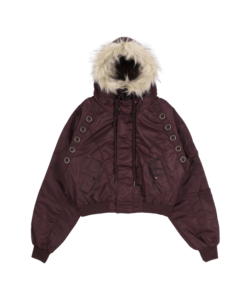 FANCY CLUB（ファンシークラブ）の「Eyelet Fur MA-1 (BURGUNDY) F25ZA003（MA-1・レディース・その他・ONE）」の8枚目の写真