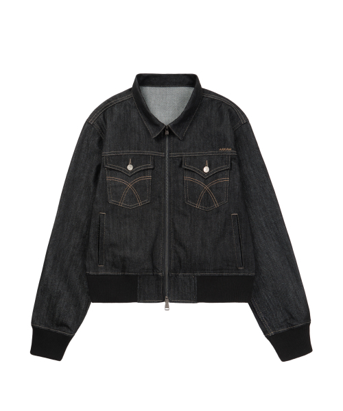Banding Denim Zip-Up Jacket (Black)（デニムジャケット）｜AAKAM