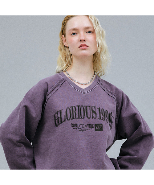 GAKKAI UNIONS(ガッカイユニオンズ)の「ロマンティック90 Vネックピグメントスウェット アッシュパープル(スウェット・レディース・その他・SMALL/MEDIUM/LARGE)」の1枚目の写真