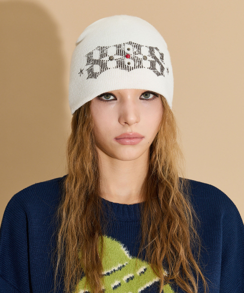 セール】888 Stud Beanie IVORY（ニットキャップ/ビーニー）｜HOODHOOD