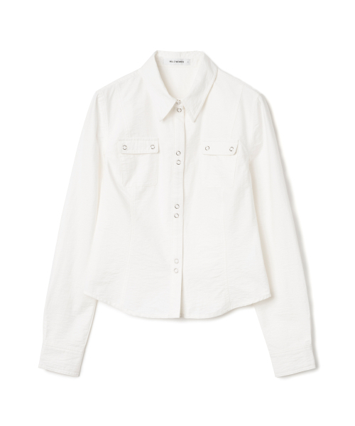 MILLO WOMEN（ミロウーマン）の「ワークスナップシャツ[ホワイト]（シャツ/ブラウス・レディース・その他・SMALL/MEDIUM）」の2枚目の写真