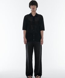 [クールタンダード] ワイドデニムパンツ [ウォッシュドブラック]