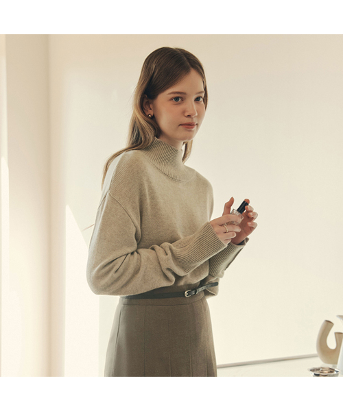 [2カラー] カシミヤボタンポイントセーター