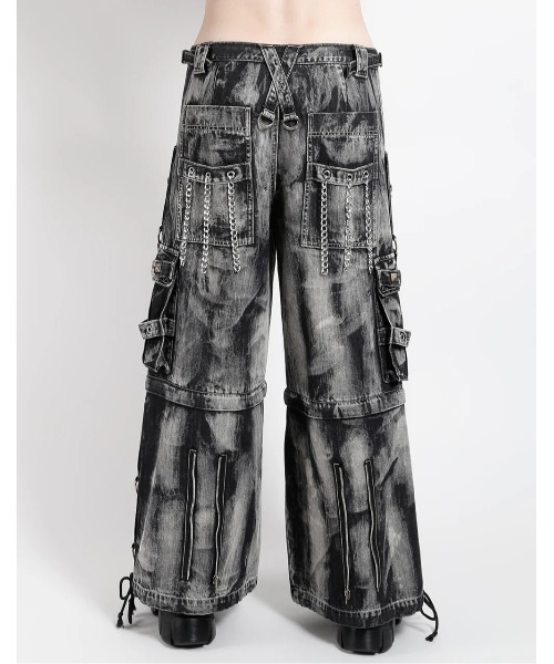 TRIPP nyc（トリップニューヨークシティ）の「【TRIPP nyc】LOCK UP DENIM PANT[JM7152M] / 【トリップ ニューヨーク 】ボンテージストラップタイダイウォッシュワイドデニムパンツ（デニムパンツ・メンズ・ブラック・XS/XXS）」の4枚目の写真