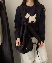 【 ammy. / エイミードット 】 dog モチーフ カラー ニット トップス