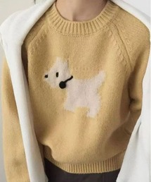 【 ammy. / エイミードット 】 dog モチーフ カラー ニット トップス