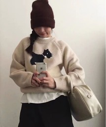 【 ammy. / エイミードット 】 dog モチーフ カラー ニット トップス