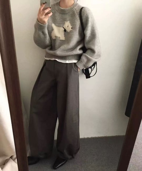 ammy.（エイミードット）の「【 ammy. / エイミードット 】 dog モチーフ カラー ニット トップス（ニット/セーター・レディース・レッド/ネイビー/イエロー/グレー/アイボリー・FREE）」の14枚目の写真