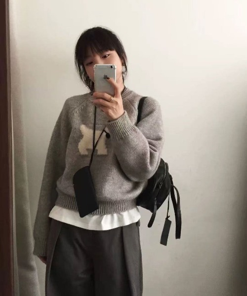 ammy.（エイミードット）の「【 ammy. / エイミードット 】 dog モチーフ カラー ニット トップス（ニット/セーター・レディース・レッド/ネイビー/イエロー/グレー/アイボリー・FREE）」の15枚目の写真