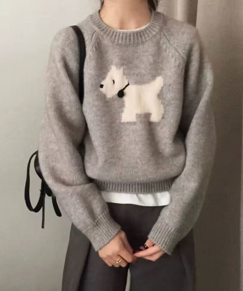 ammy.（エイミードット）の「【 ammy. / エイミードット 】 dog モチーフ カラー ニット トップス（ニット/セーター・レディース・レッド/ネイビー/イエロー/グレー/アイボリー・FREE）」の12枚目の写真