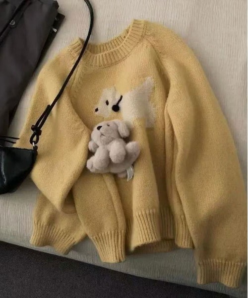 ammy.（エイミードット）の「【 ammy. / エイミードット 】 dog モチーフ カラー ニット トップス（ニット/セーター・レディース・レッド/ネイビー/イエロー/グレー/アイボリー・FREE）」の16枚目の写真