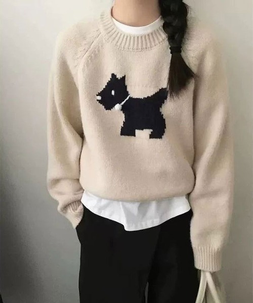 ammy.（エイミードット）の「【 ammy. / エイミードット 】 dog モチーフ カラー ニット トップス（ニット/セーター・レディース・レッド/ネイビー/イエロー/グレー/アイボリー・FREE）」の17枚目の写真