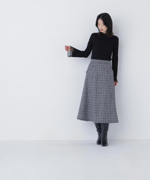 NATURAL BEAUTY BASIC（ナチュラルビューティーベーシック）の「◇シアーフレアカフスリブニット（ニット/セーター・レディース・ピンク/ライトグリーン/オフホワイト/ブラック・FREE）」の22枚目の写真