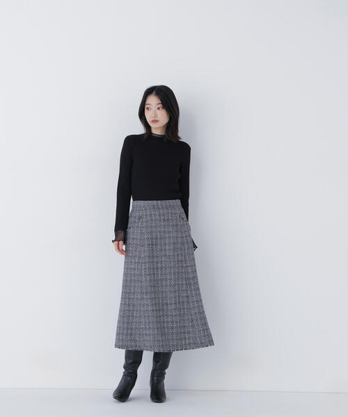 NATURAL BEAUTY BASIC（ナチュラルビューティーベーシック）の「◇シアーフレアカフスリブニット（ニット/セーター・レディース・ピンク/ライトグリーン/オフホワイト/ブラック・FREE）」の8枚目の写真