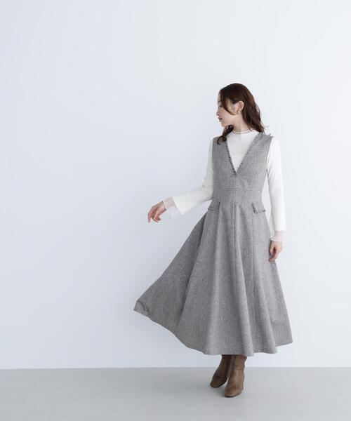 NATURAL BEAUTY BASIC（ナチュラルビューティーベーシック）の「◇シアーフレアカフスリブニット（ニット/セーター・レディース・ピンク/ライトグリーン/オフホワイト/ブラック・FREE）」の13枚目の写真