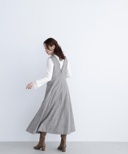 NATURAL BEAUTY BASIC（ナチュラルビューティーベーシック）の「◇シアーフレアカフスリブニット（ニット/セーター・レディース・ピンク/ライトグリーン/オフホワイト/ブラック・FREE）」の15枚目の写真