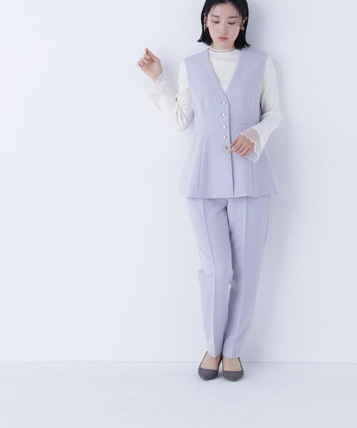 NATURAL BEAUTY BASIC(ナチュラルビューティーベーシック)の「◇シアーフレアカフスリブニット(ニット/セーター・レディース・ピンク/ライトグリーン/オフホワイト/ブラック・FREE)」の7枚目の写真