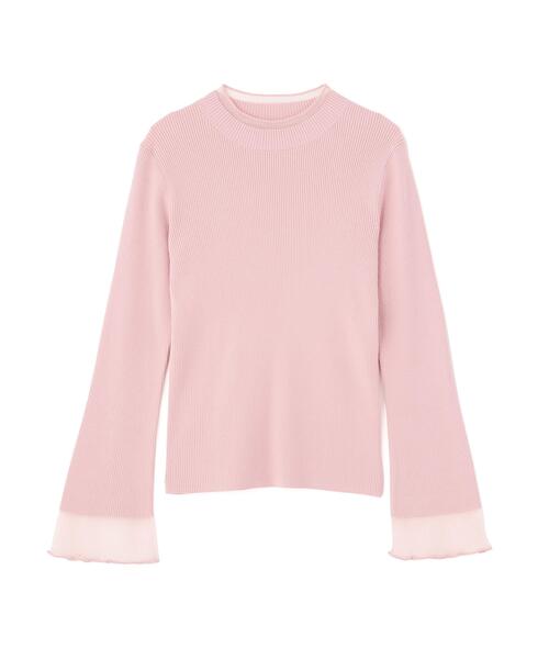 NATURAL BEAUTY BASIC(ナチュラルビューティーベーシック)の「◇シアーフレアカフスリブニット(ニット/セーター・レディース・ピンク/ライトグリーン/オフホワイト/ブラック・FREE)」の11枚目の写真