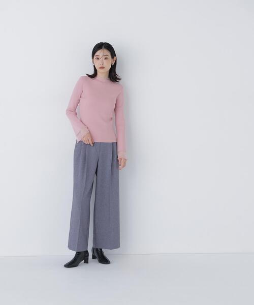 NATURAL BEAUTY BASIC(ナチュラルビューティーベーシック)の「◇シアーフレアカフスリブニット(ニット/セーター・レディース・ピンク/ライトグリーン/オフホワイト/ブラック・FREE)」の12枚目の写真