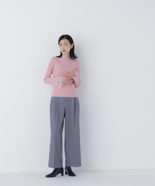 NATURAL BEAUTY BASIC(ナチュラルビューティーベーシック)の「◇シアーフレアカフスリブニット(ニット/セーター・レディース・ピンク/ライトグリーン/オフホワイト/ブラック・FREE)」の14枚目の写真