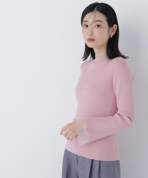 NATURAL BEAUTY BASIC(ナチュラルビューティーベーシック)の「◇シアーフレアカフスリブニット(ニット/セーター・レディース・ピンク/ライトグリーン/オフホワイト/ブラック・FREE)」の15枚目の写真