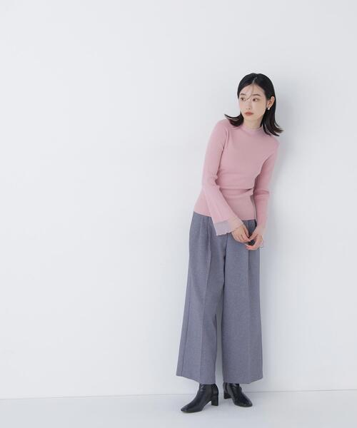 NATURAL BEAUTY BASIC(ナチュラルビューティーベーシック)の「◇シアーフレアカフスリブニット(ニット/セーター・レディース・ピンク/ライトグリーン/オフホワイト/ブラック・FREE)」の16枚目の写真