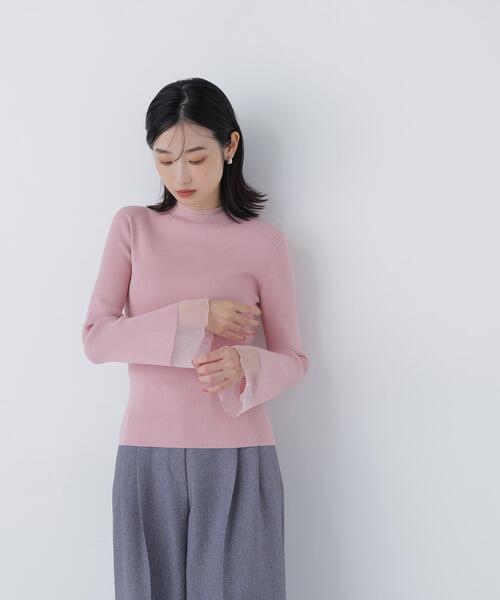 NATURAL BEAUTY BASIC(ナチュラルビューティーベーシック)の「◇シアーフレアカフスリブニット(ニット/セーター・レディース・ピンク/ライトグリーン/オフホワイト/ブラック・FREE)」の17枚目の写真