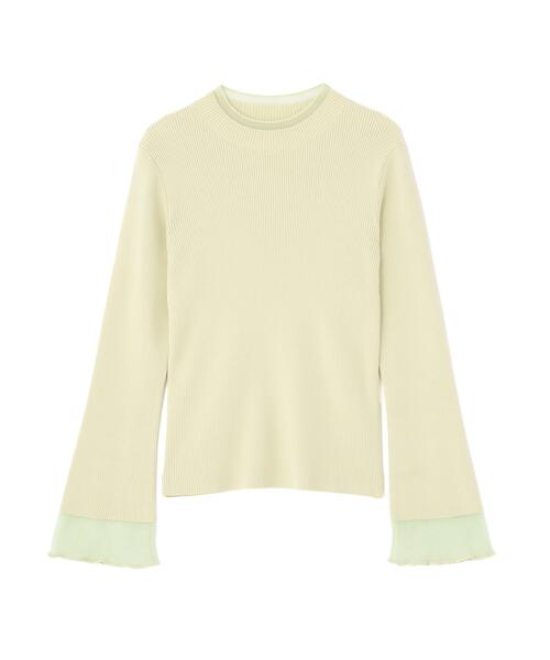 NATURAL BEAUTY BASIC（ナチュラルビューティーベーシック）の「◇シアーフレアカフスリブニット（ニット/セーター・レディース・ピンク/ライトグリーン/オフホワイト/ブラック・FREE）」の22枚目の写真