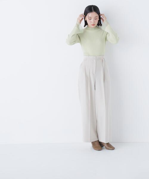 NATURAL BEAUTY BASIC（ナチュラルビューティーベーシック）の「◇シアーフレアカフスリブニット（ニット/セーター・レディース・ピンク/ライトグリーン/オフホワイト/ブラック・FREE）」の21枚目の写真