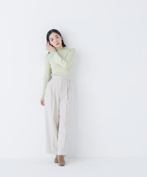 NATURAL BEAUTY BASIC（ナチュラルビューティーベーシック）の「◇シアーフレアカフスリブニット（ニット/セーター・レディース・ピンク/ライトグリーン/オフホワイト/ブラック・FREE）」の17枚目の写真