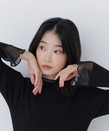 NATURAL BEAUTY BASIC | ◇シアーフレアカフスリブニット(ニット/セーター)