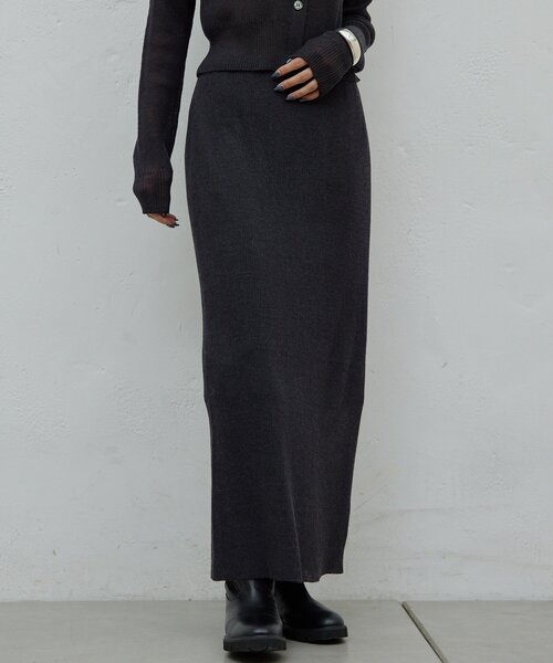 GALLARDAGALANTE（ガリャルダガランテ）の「【HERITANOVUM】【セットアップ対応】シアーリブニットスカート（スカート・レディース・チャコールグレー/レモンイエロー・FREE）」の9枚目の写真