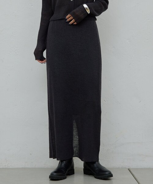 GALLARDAGALANTE（ガリャルダガランテ）の「【HERITANOVUM】【セットアップ対応】シアーリブニットスカート（スカート・レディース・チャコールグレー/レモンイエロー・FREE）」の8枚目の写真