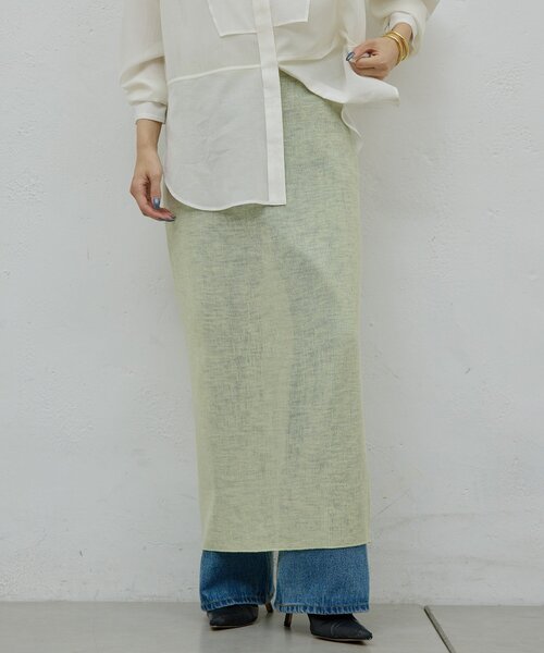 GALLARDAGALANTE（ガリャルダガランテ）の「【HERITANOVUM】【セットアップ対応】シアーリブニットスカート（スカート・レディース・チャコールグレー/レモンイエロー・FREE）」の18枚目の写真