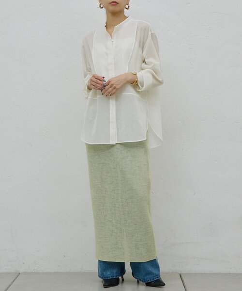 GALLARDAGALANTE（ガリャルダガランテ）の「【HERITANOVUM】【セットアップ対応】シアーリブニットスカート（スカート・レディース・チャコールグレー/レモンイエロー・FREE）」の15枚目の写真