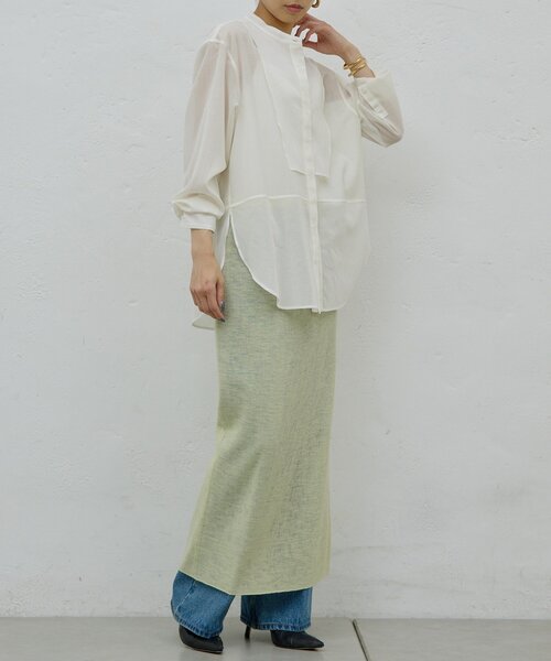 GALLARDAGALANTE（ガリャルダガランテ）の「【HERITANOVUM】【セットアップ対応】シアーリブニットスカート（スカート・レディース・チャコールグレー/レモンイエロー・FREE）」の14枚目の写真