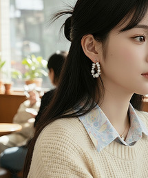 【Sonu jewelry(ソヌジュエリー)】メタル×パール調フープピアス oku-pier20-8【RBTS】