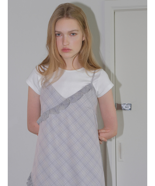 ETMON(エトモン)の「Slip Check Frill Dress, Khaki Grey(ワンピース・レディース・その他・F)」の3枚目の写真