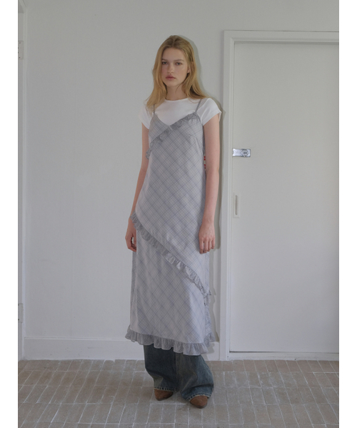 ETMON(エトモン)の「Slip Check Frill Dress, Khaki Grey(ワンピース・レディース・その他・F)」の5枚目の写真
