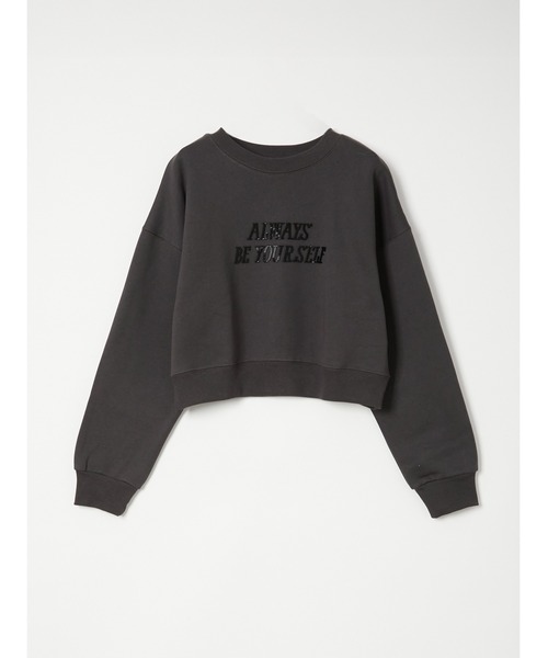 Muscat（マスカット）の「ビーズロゴ刺繍ショートプルオーバー（スウェット・レディース・サンドベージュ/ダークブラウン/ブラック・F）」の15枚目の写真