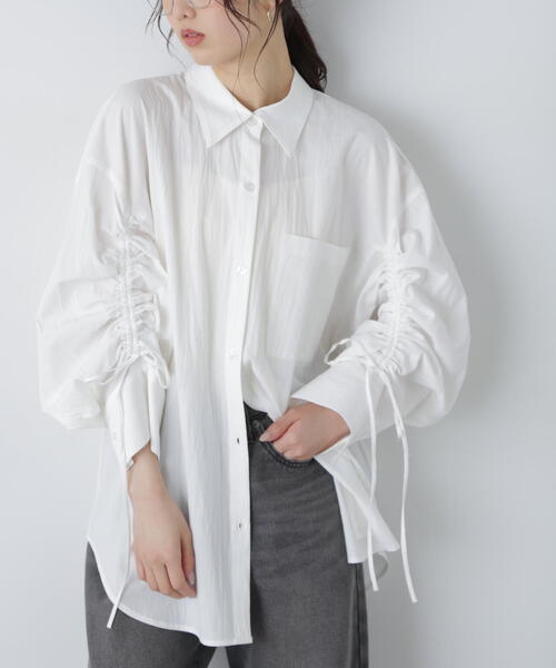 FREE'S MART（フリーズマート）の「◇袖シャーリングオーバーシャツ（シャツ/ブラウス・レディース・ブルー/ブラウン系その他/ブルー系その他/ホワイト/ホワイト系その他/ライトインディゴブルー/ベージュ系その他2・FREE）」の19枚目の写真