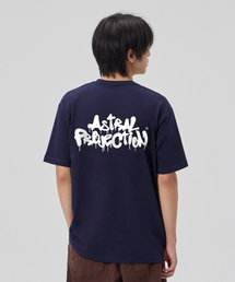 [ブラシグラフィティレタリングロゴ]コットンルーズフィット半袖Tシャツ_スペースネイビー