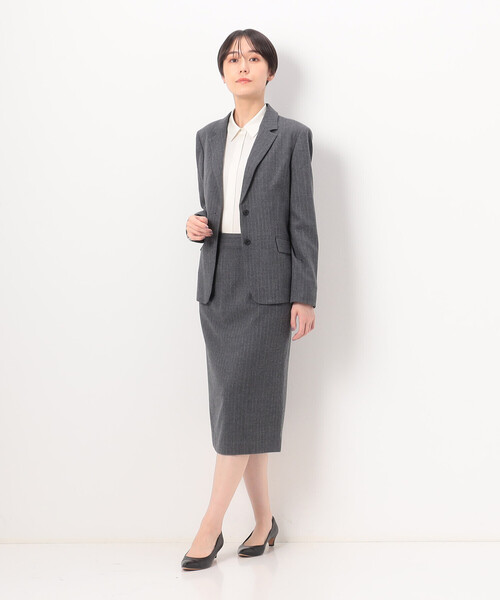 COMME CA（コムサ）の「〔 Sサイズ 〕 【セットアップ対応】ウールストライプ スカート（セットアップ・レディース・グレー/ネイビー・5号/3号）」の3枚目の写真