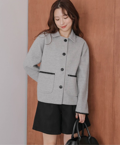 セール】ハマグリ刺繍 ショートコート（テーラードジャケット）｜AMELY