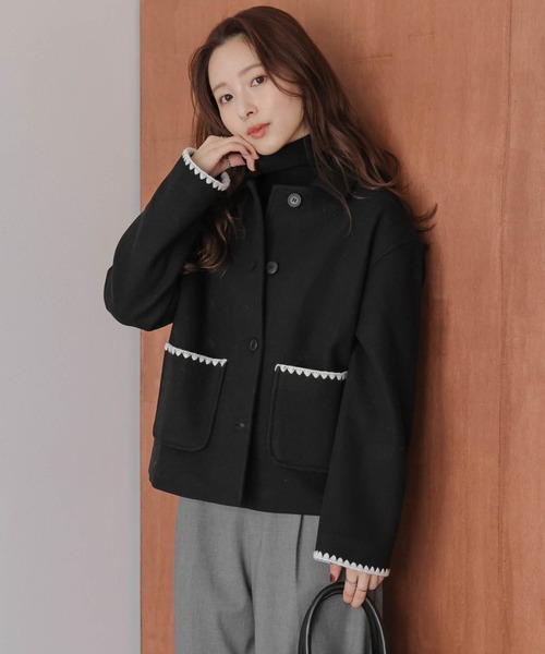 セール】ハマグリ刺繍 ショートコート（テーラードジャケット）｜AMELY
